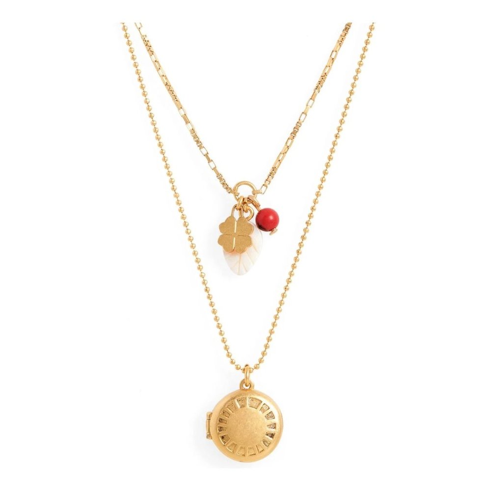 Madewell Engraved Locket Set of 2 Necklace